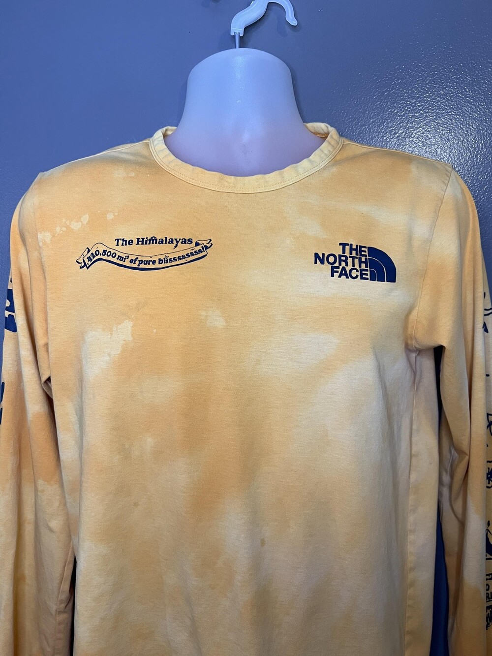 The North Face Shirt Mens Small Yellow Himalayas Long Sleeve Graphic Tee Outdoor